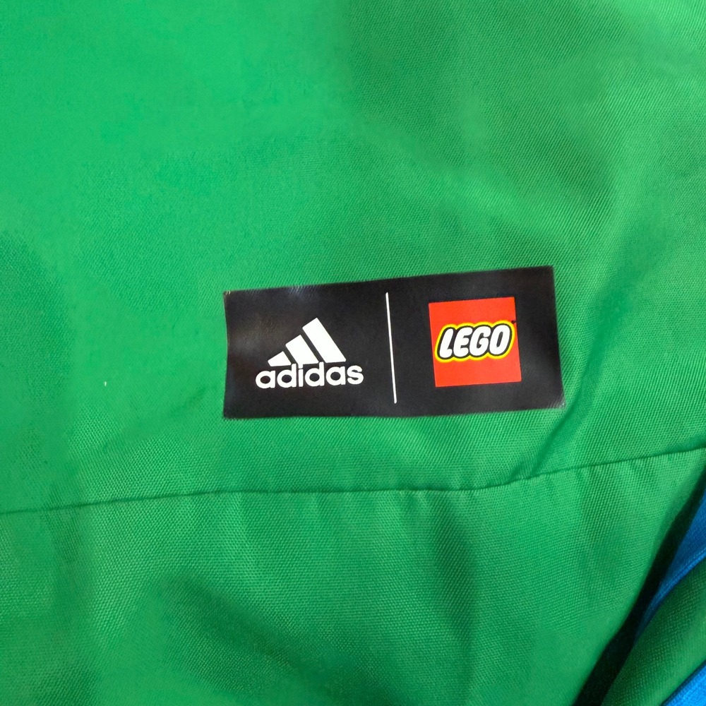 Adidas x LEGO Windbreaker Anorak Boys XS Green Blue WIND.RDY Jacket Quarter Zip - Picture 3 of 10
